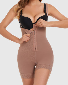 Fajas Colombianas Offene Brust Shapewear für Frauen Bauchkontrolle Po-Lifter mit Reißverschluss im Schritt