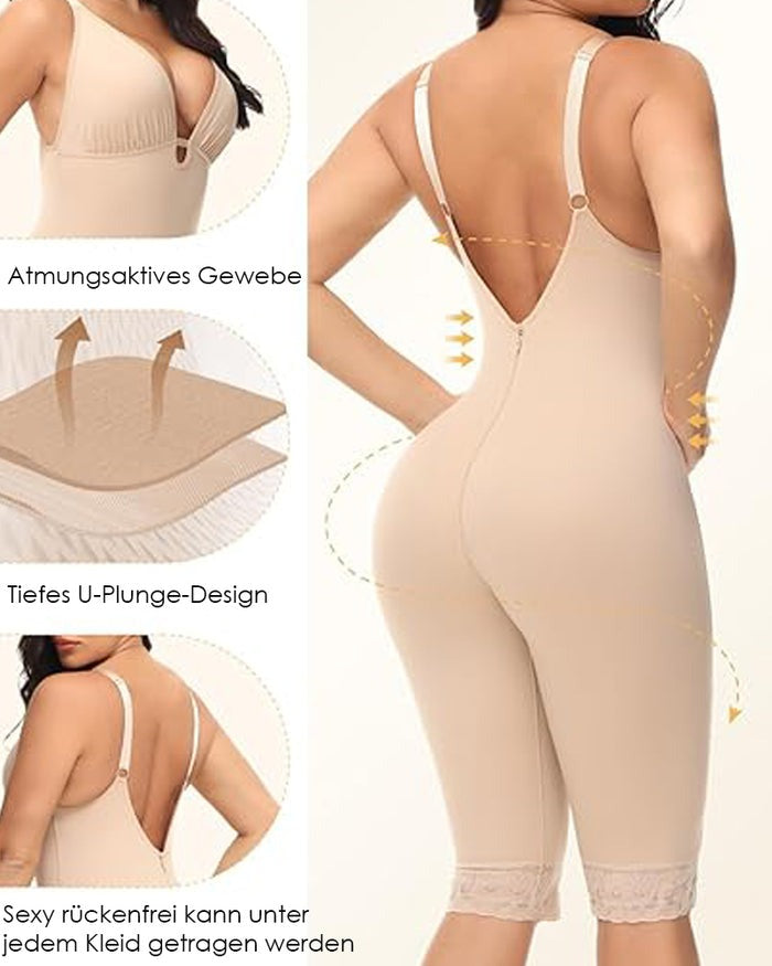 U Plunge Bauchweg Mittlerem Oberschenkel Bodysuit Nahtloser Ganzkörper Fajas Shapewear