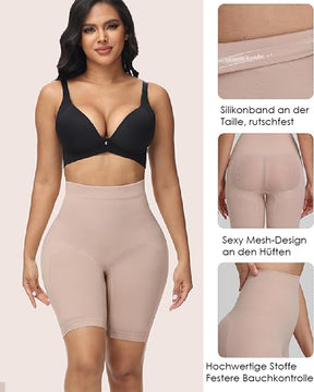 Damen Hoher Taille Shapewear Shorts Nahtlos Bauchkontrolle Faja Po-Lifter Shorts