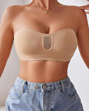 Mesh Durchsichtige Trägerloser BHs Voller Abdeckung Bandeau Bralette