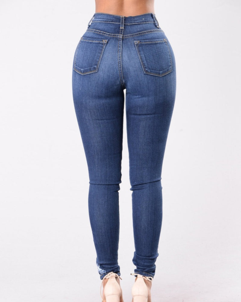 Skinny Jeans mit Hoher Taille Dehnbar Weich und Slim Fit Retro Distressed Jeans