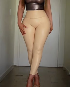 Modische High Waist Sexy Lederhose Bauchstraffung und Hüftstraffung