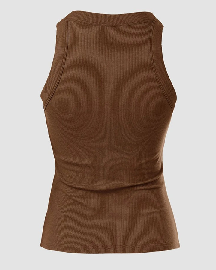 Gerippte Weste mit Rundhalsausschnitt und Brustpolster Padded Tops
