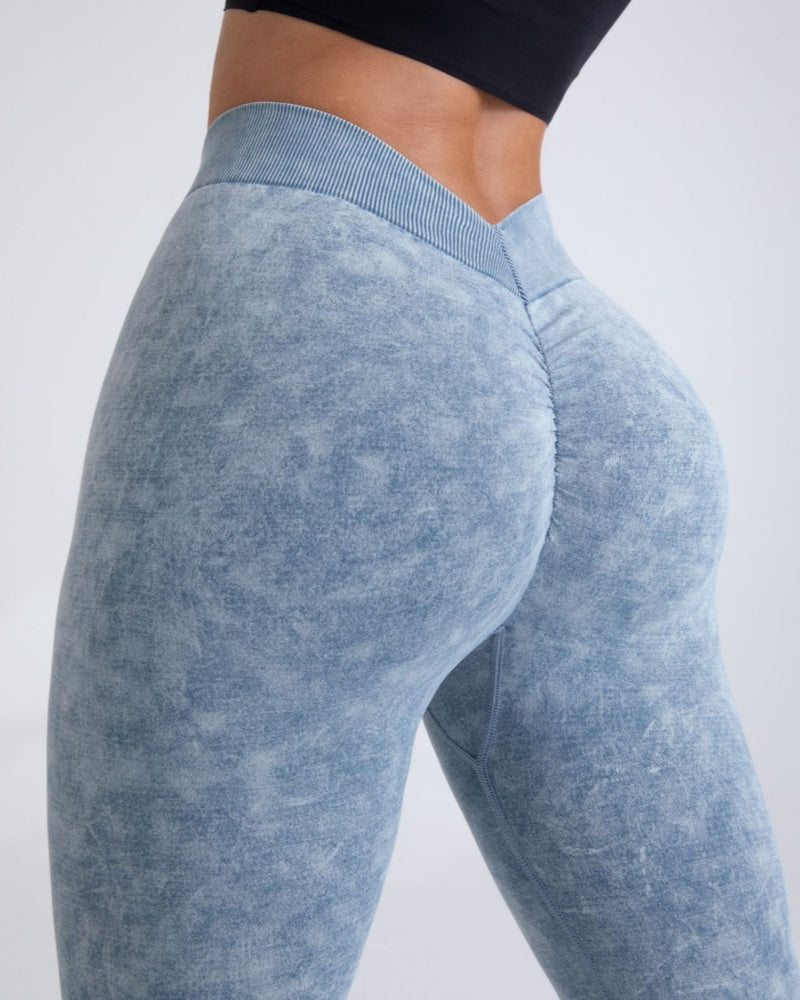 Pfirsichfarbene Hüfthebende Nahtlose Yogahose für Damen Elastische Fitnesshose mit Hoher Taille