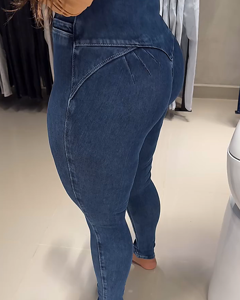 Jeans mit Hoher Taille Verstellbarem Hüftlifting und Bauchkontrolle (Vorverkauf)