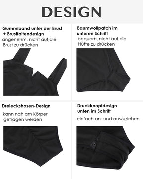 Quadratischem Ausschnitt Einteiliger Bodysuit Ärmellos Bauchkontrolle Shapewear