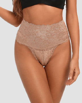 Damen Sexy Spitzen Hohe Taille Tanga Bauchweg Unsichtbare Formende Unterwäsche