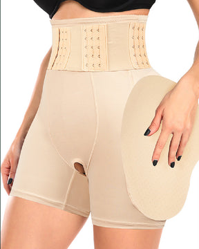 Hoch Taille 9-reihiger Verstellbarer Schnalle Shapewear Shorts Mit Schwammkissen