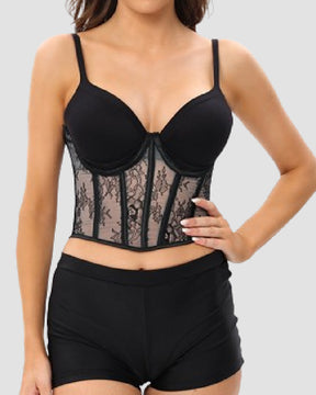 Damen Sexy Spitzen Korsett Oberteil Dessous Vintage Schnürung Knochen Bustier