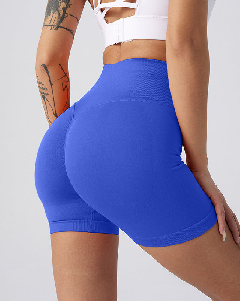 Damen Nahtlose Hoher Taille Push Up Shapewear Shorts Po-Lift Sports Biker Shorts