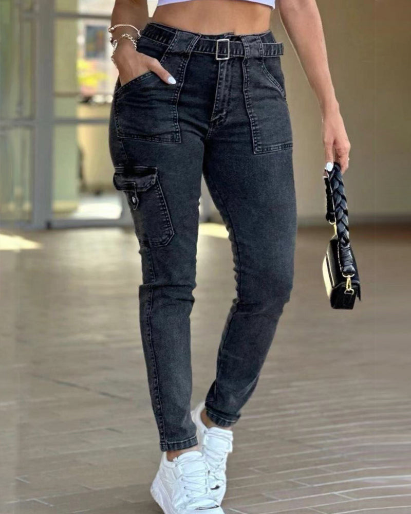 Hochelastische Schwarze Sexy Röhrenjeans für Damen