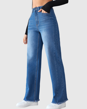 Elegante Jeans mit Geradem Bein und Weitem Bein Ohne Stretch