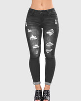 Slim Fit Hip Lift Skinny Jeans mit Löchern für Damen