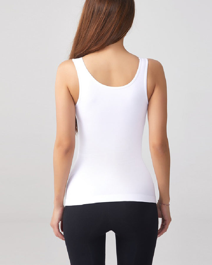 Damen Breiten Trägern U-Ausschnitt Figurformend Tank Top Unterhemd