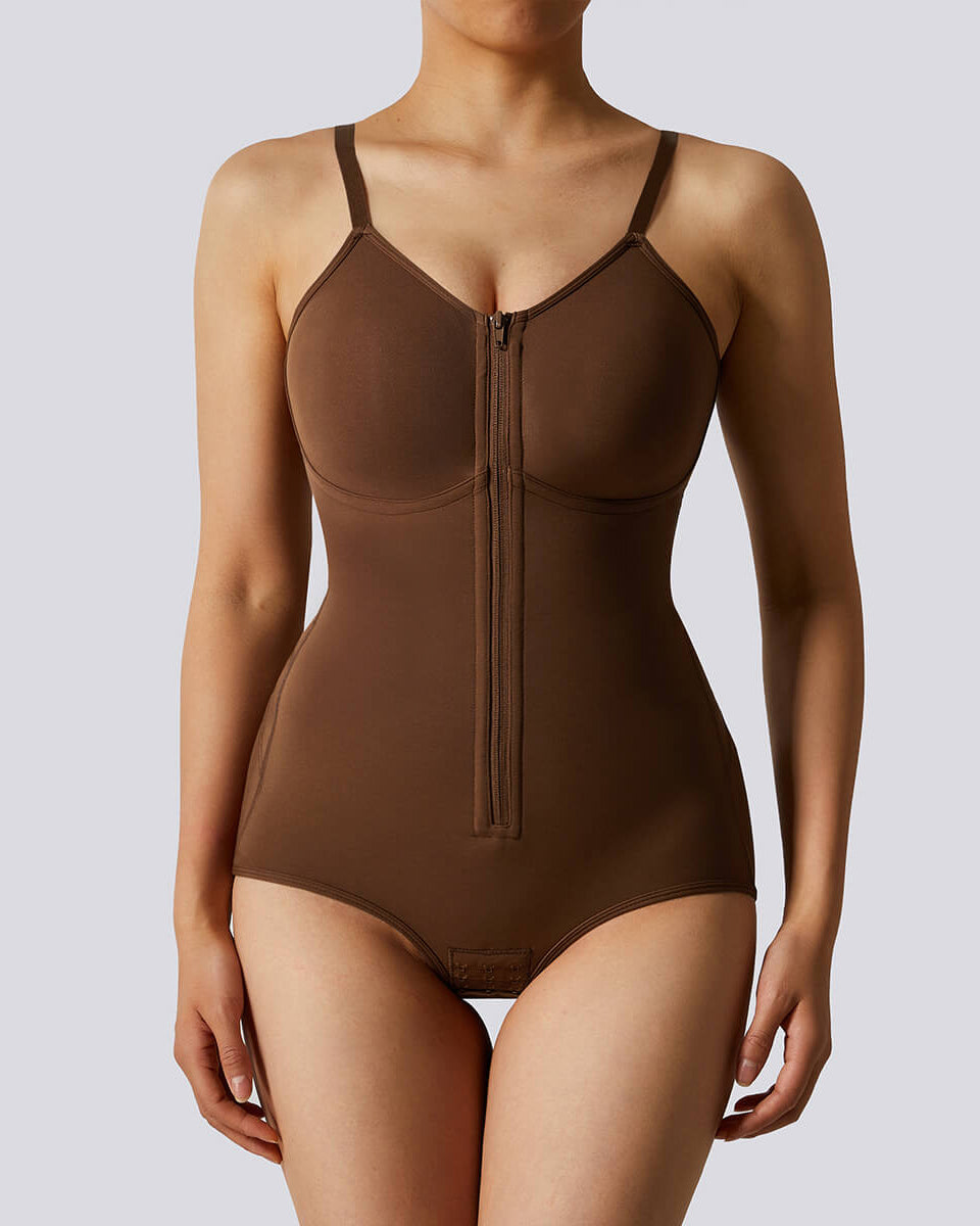 Damen Solide Reißverschluss Naht Shapewear Ärmelloses Bauchweg Formendes Cami Top Fajas