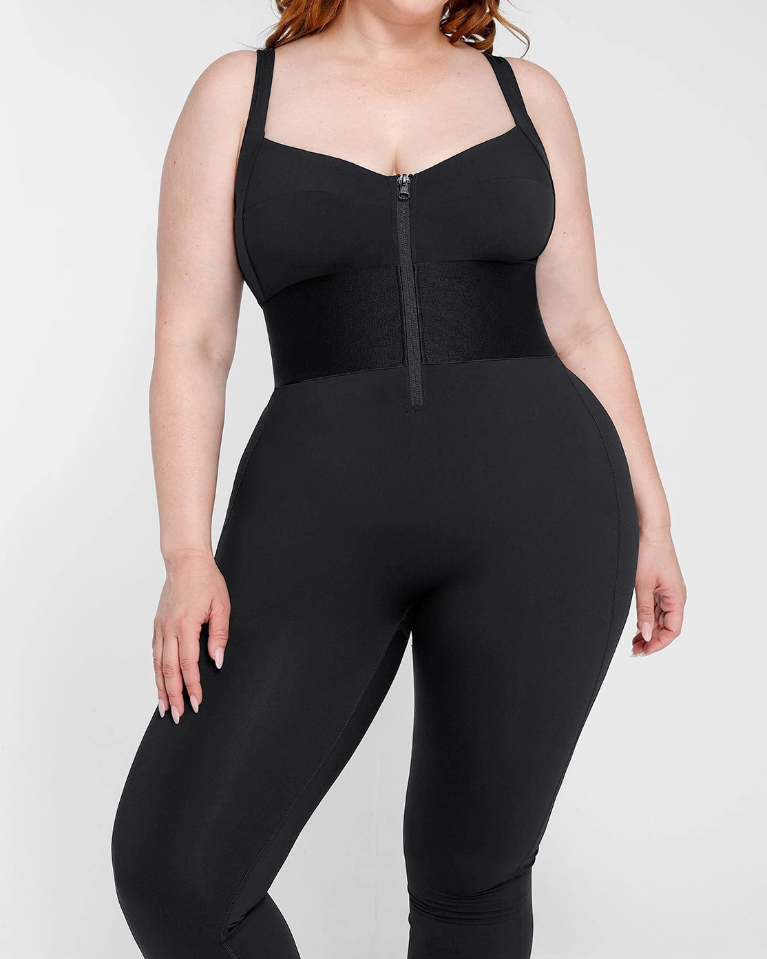 Damen Ärmelloser Jumpsuit Bauchweg Einteilig Verstellbare Träger Taillenbund Overall