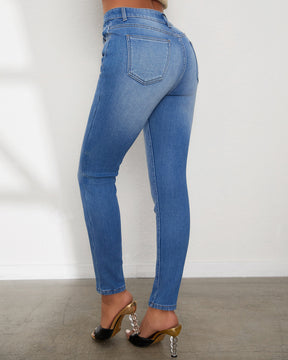 Modische Hot Girl Jeans Damen Hohe Taille Bequeme Füße Plüschhose