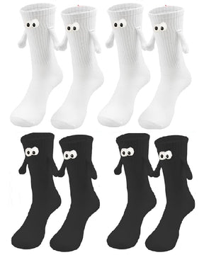 Kreative Magnetischen Händen Socken Paar Gestickte Augen Mittellange Baumwoll Socken