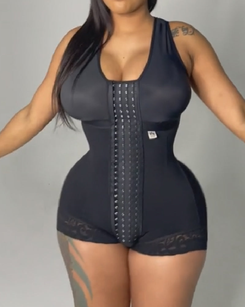 Damen Verstellbare Frontverschluss Fajas Spitzen Po-Lifter Postpartale Shapewear (Vorverkauf))