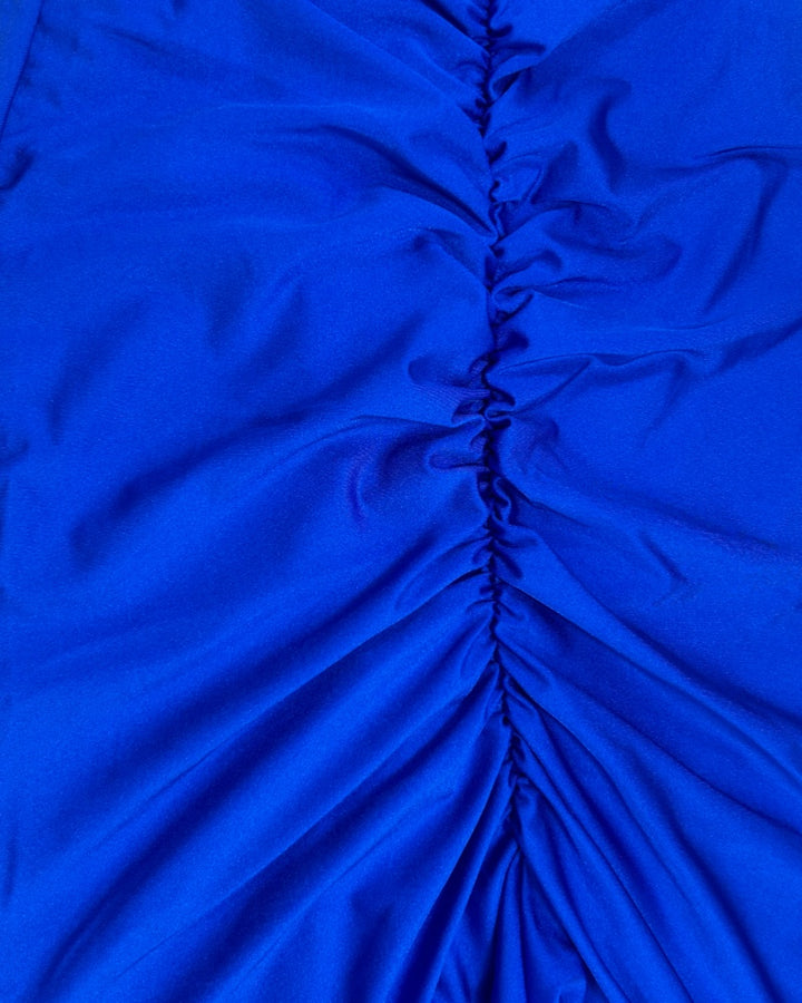 Schulterfreies Maxikleid V Ausschnitt Rüschen Seitenschlitz