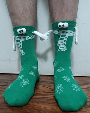 Weihnachtsmuster Cartoon Magnetischen Händen Socken Unisex Mittellange Baumwollsocken