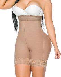 Hochtaillierte Po-Lifter Doppelter Kompression Spitze Unsichtbar Shapewear Shorts