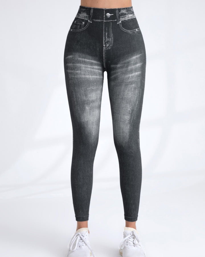 Nahtlose Gedruckt Imitation Denim Yoga Hosen frauen Quick Dry Hohe Elastische