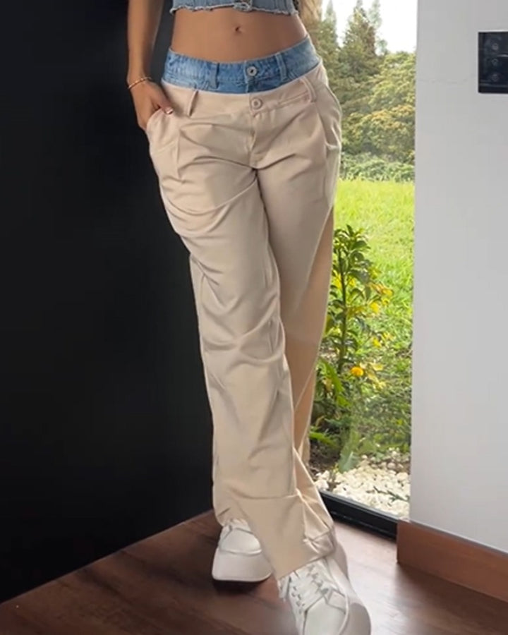 Shapshe® Vielseitige Lockere Freizeitjeans mit Farbblockdesign für Damen