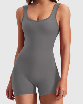 Sexy rückenfreier One Shoulder Bodysuit ohne Ärmel mit Dreiviertel-Hosen