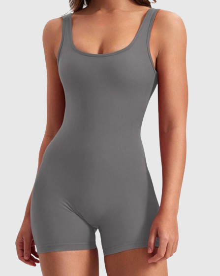 Sexy rückenfreier One Shoulder Bodysuit ohne Ärmel mit Dreiviertel-Hosen