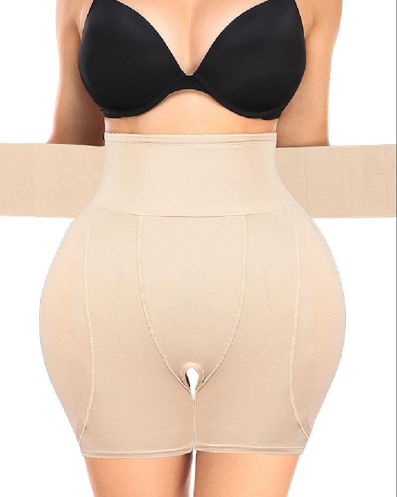 Hoch Taille 9-reihiger Verstellbarer Schnalle Shapewear Shorts Mit Schwammkissen