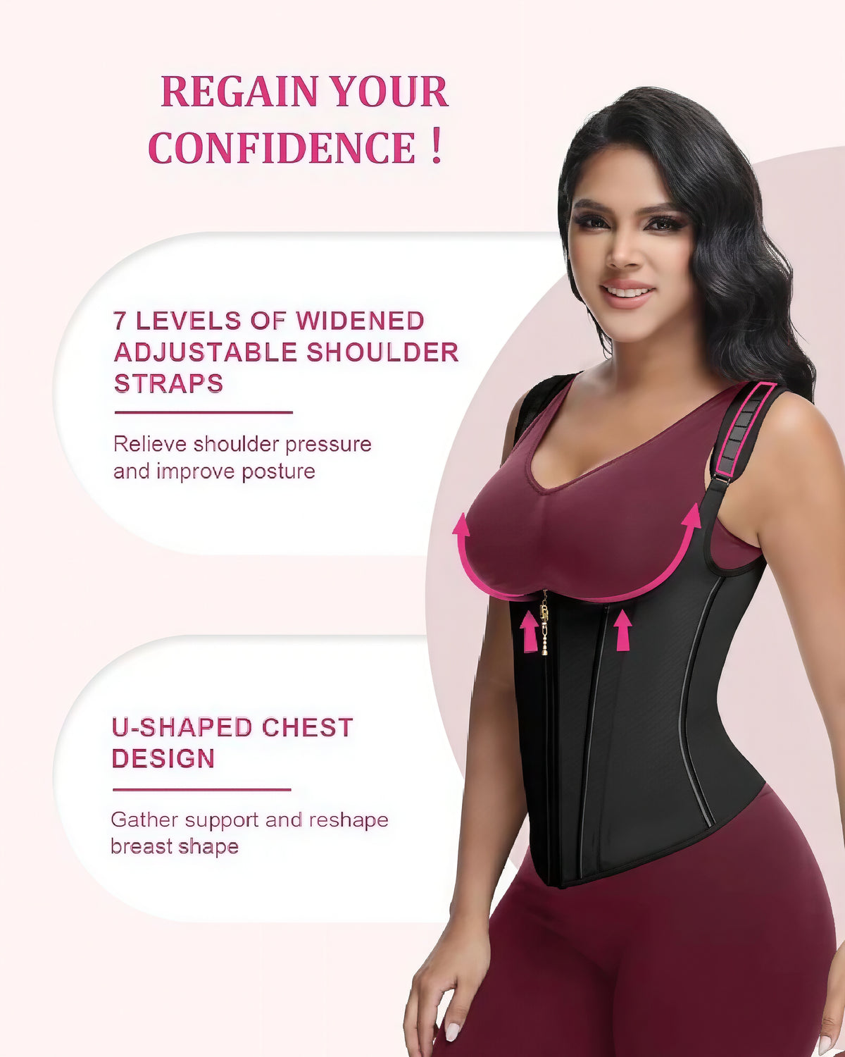 Shapshe® Gilet d'entraînement à la taille avec os en acier pour buste ouvert et contrôle du ventre
