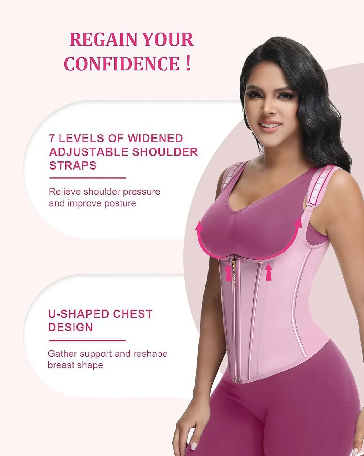 Shapshe® Gilet d'entraînement à la taille avec os en acier pour buste ouvert et contrôle du ventre
