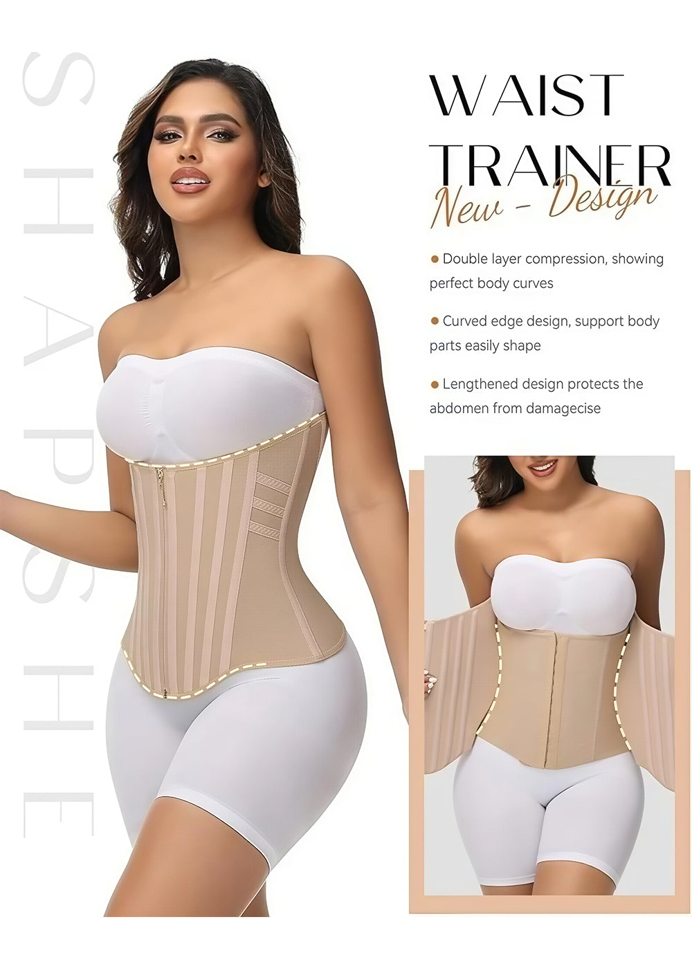 Shapshe® High Compression Curved Boned Waist Trainer