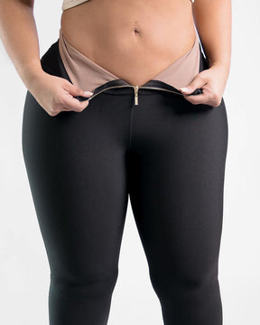 Hohe Taille Bauchweg Po-Lifting Leggings Bequeme Stretch Skinny Hose mit Reißverschluss