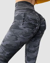 Camouflage hoher Taille schlankmachender sportlicher hüftheben Yogahose mit Taschen
