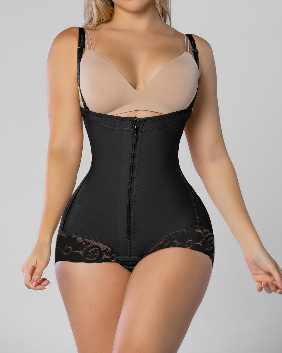 Bauchkontrolle Faja Body Korsett Shaper Offener Busen mit Reißverschluss