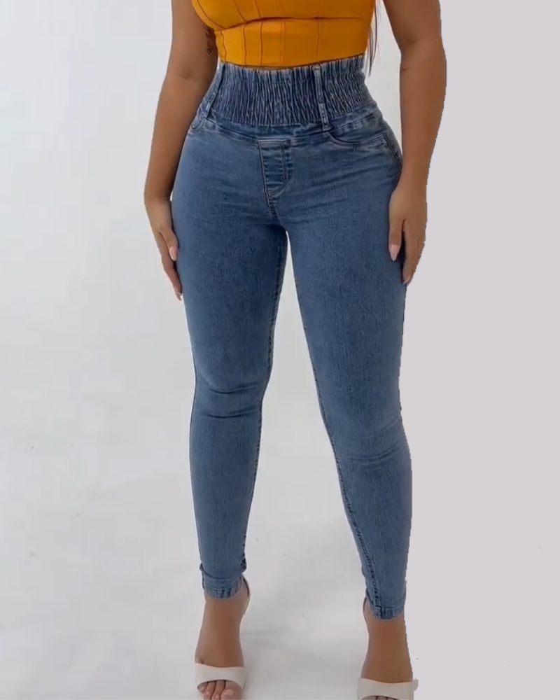 Hoch taillierte Po Lifting Jeans für Damen