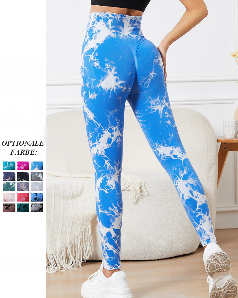 Nahtlose Batik Leggings für Damen Hohe Taille Bauchkontrolle Fitness Yoga Hose