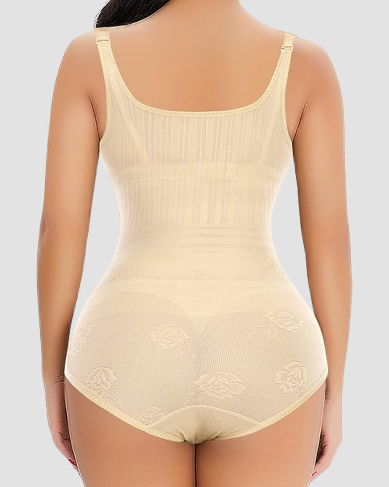 Offenes Büste Mesh Blumen bodysuit Nahtloser Slip Bauchweg Shapewear