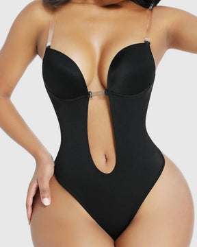 Shapewear für Damen Übergröße rückenfrei integrierter BH Körperformer nahtlos offener Schritt