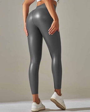 Damen Hohe Taille Dehnbare Nacktes Gefühl Skinny Pu Leder Hosen