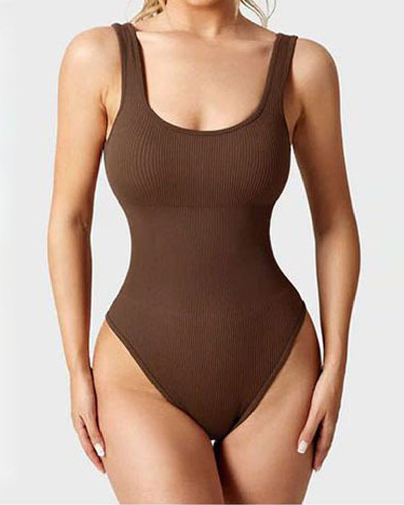 Damen Shapewear Bodys Sexy gerippte ärmellose Tanktops mit quadratischem Ausschnitt