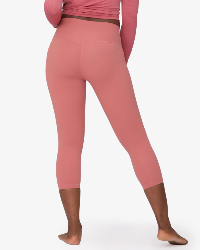 Nackte verkürzte Yoga Leggings mit hoher Taille und Hüfthöhe