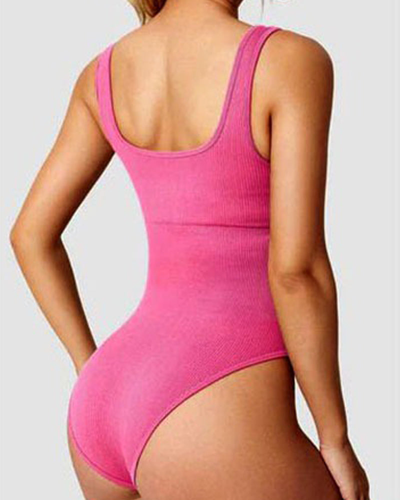 Damen Shapewear Bodys Sexy gerippte ärmellose Tanktops mit quadratischem Ausschnitt