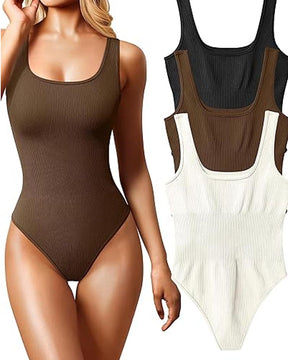 Damen Shapewear Bodys Sexy gerippte ärmellose Tanktops mit quadratischem Ausschnitt