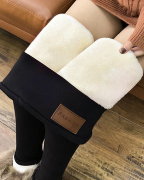 Damen Hoch taillierte Thermo Sherpa Verdicktem Fleece Leggings