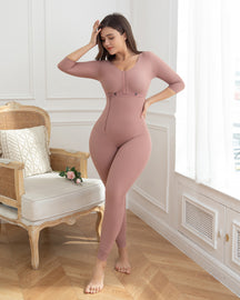 Rosybrown lange Ärmel volle Büste abnehmen feste volle Körper Shaper Shapewear