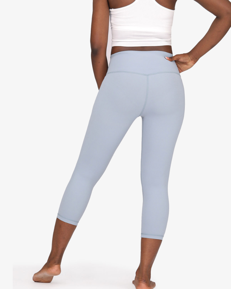 Nackte verkürzte Yoga Leggings mit hoher Taille und Hüfthöhe