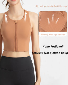 Hoher Wirkung Reißverschluss Vorne Tank Top Racerback Bügellose Yoga Sport BHs